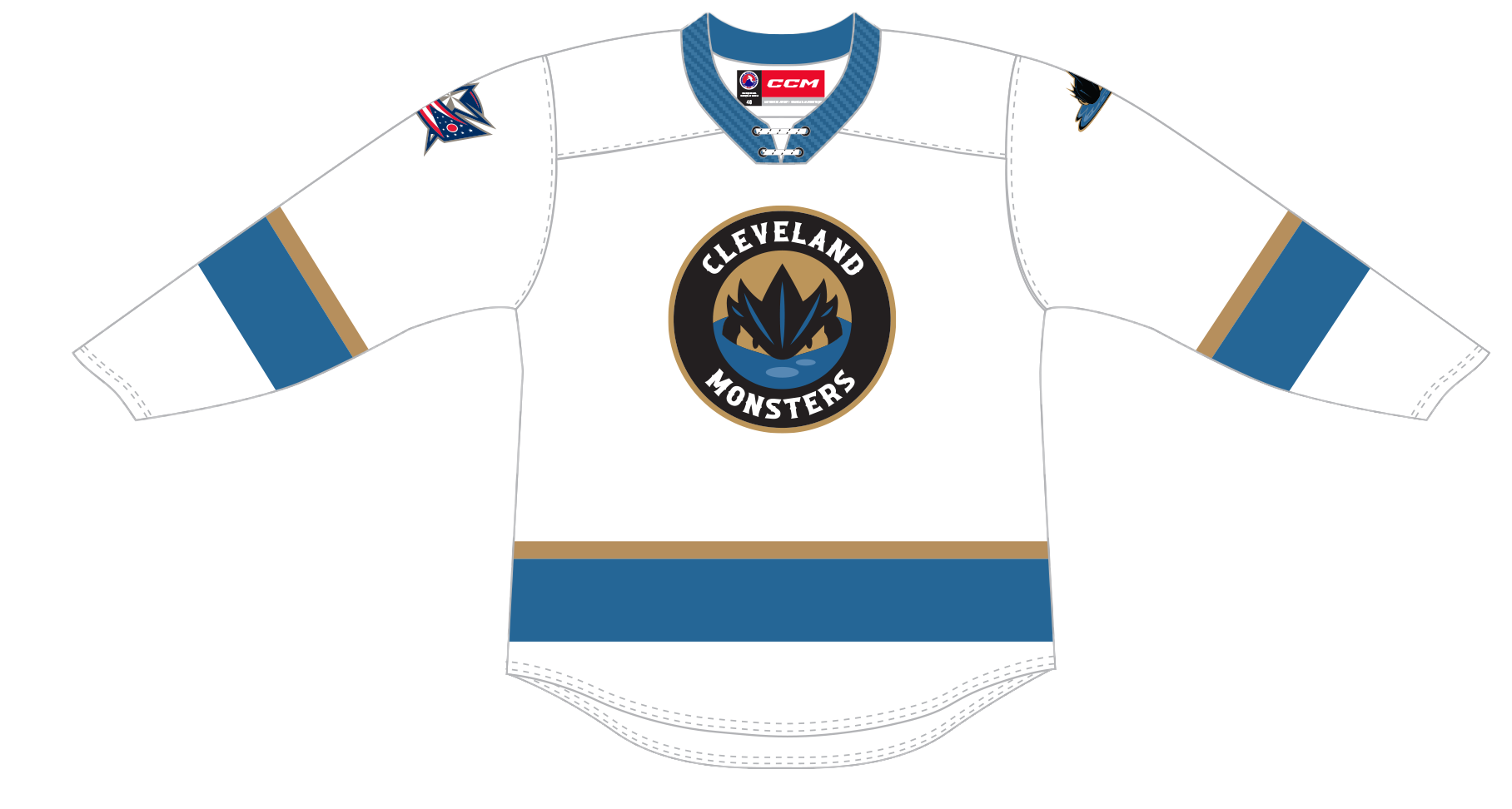 CCM Quicklite Cleveland Monsters Customized Premier White Jersey