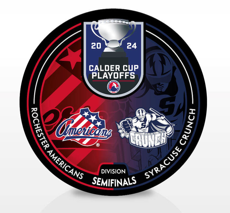 Rochester Americans vs Syracuse Crunch 2024 Calder Cup Playoffs Dueling Souvenir Puck
