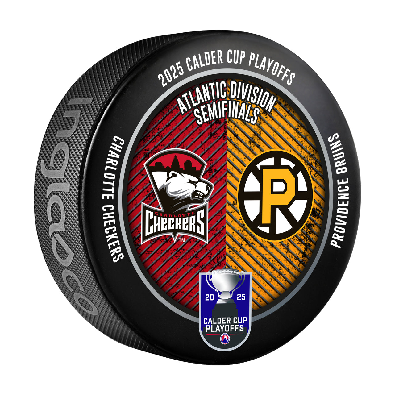 Charlotte Checkers vs Providence Bruins 2025 Calder Cup Playoffs Dueling Souvenir Puck