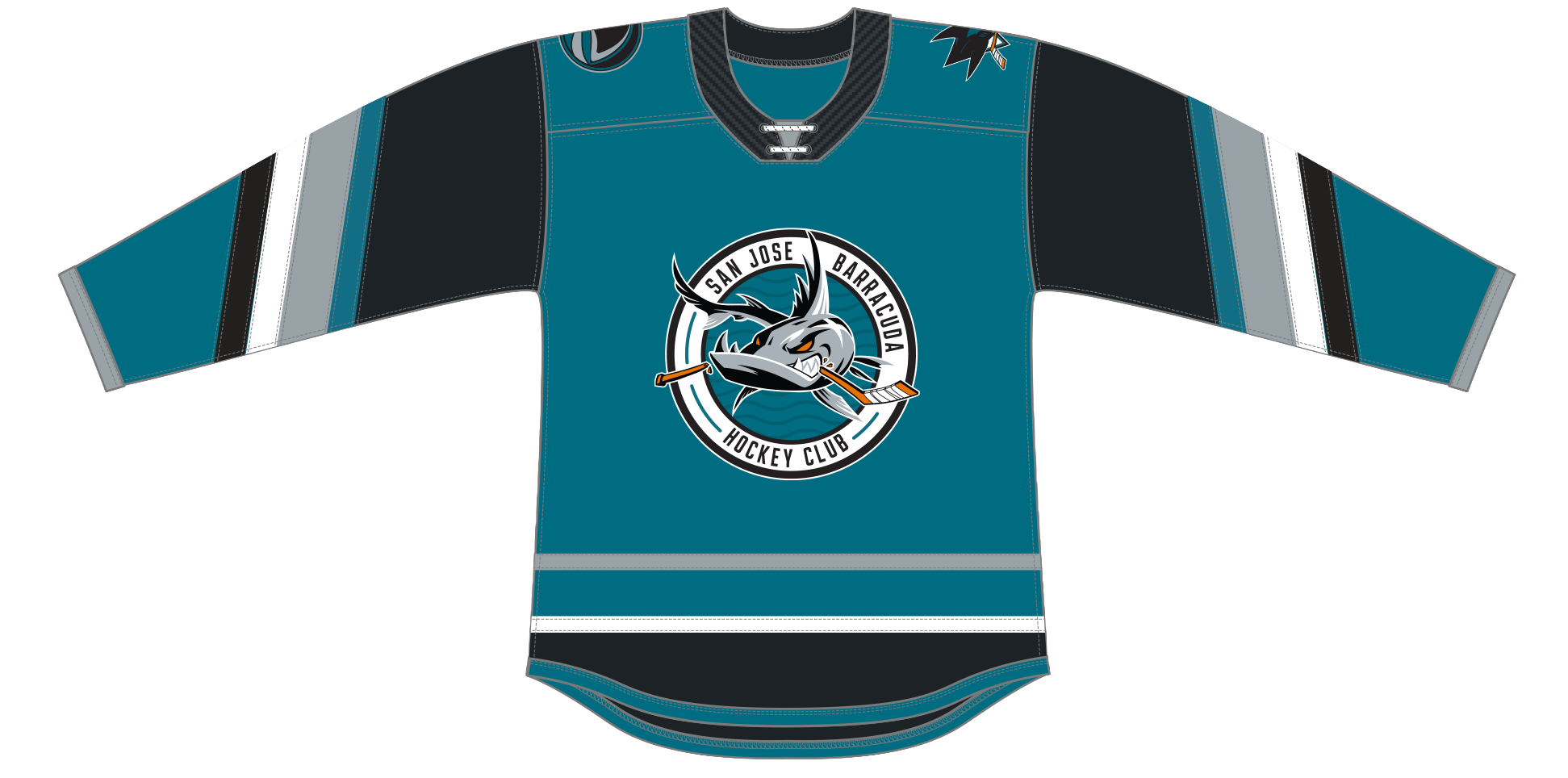 CCM Quicklite San Jose Barracuda Teal Third Jersey (25-26)