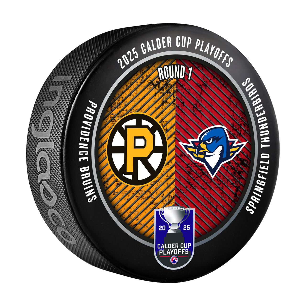 Springfield Thunderbirds vs Providence Bruins 2025 Calder Cup Playoffs Dueling Souvenir Puck
