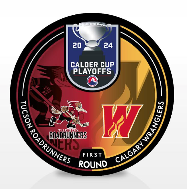 Tucson Roadrunners vs Calgary Wranglers 2024 Calder Cup Playoffs Dueling Souvenir Puck