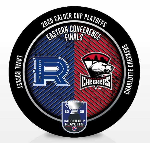 Laval Rocket vs Charlotte Checkers 2025 Calder Cup Playoffs Eastern Conference Finals Dueling Souvenir Puck