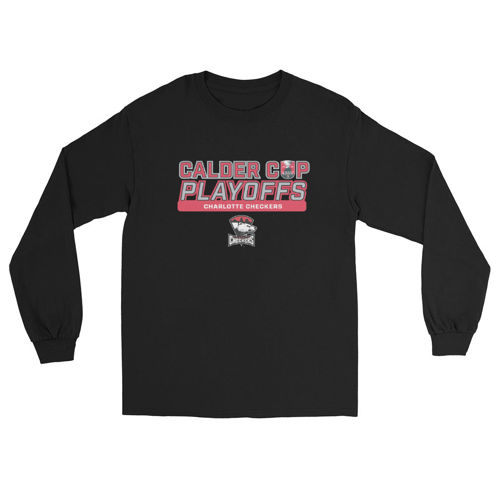 Charlotte Checkers 2024 Calder Cup Playoffs Adult Long Sleeve Tee (Sidewalk Sale, Black, 2XL)