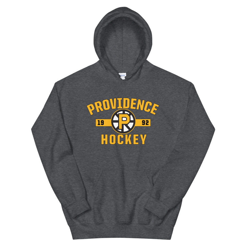 Providence Bruins Adult Established Logo Pullover Hoodie (Sidewalk Sale, Dark Grey Heather, 2XL)