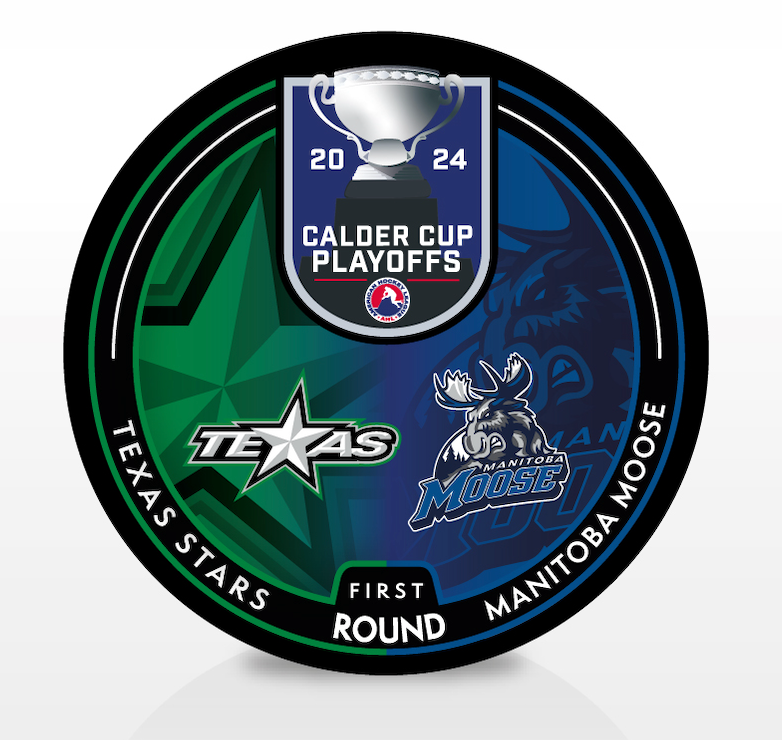 Texas Stars vs Manitoba Moose 2024 Calder Cup Playoffs Dueling Souvenir Puck