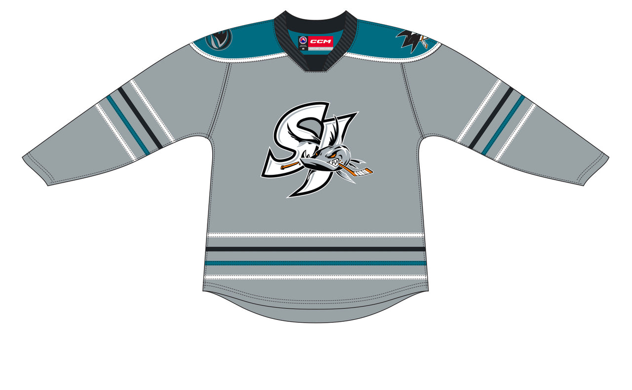 CCM Quicklite San Jose Barracuda Premier Gray Jersey