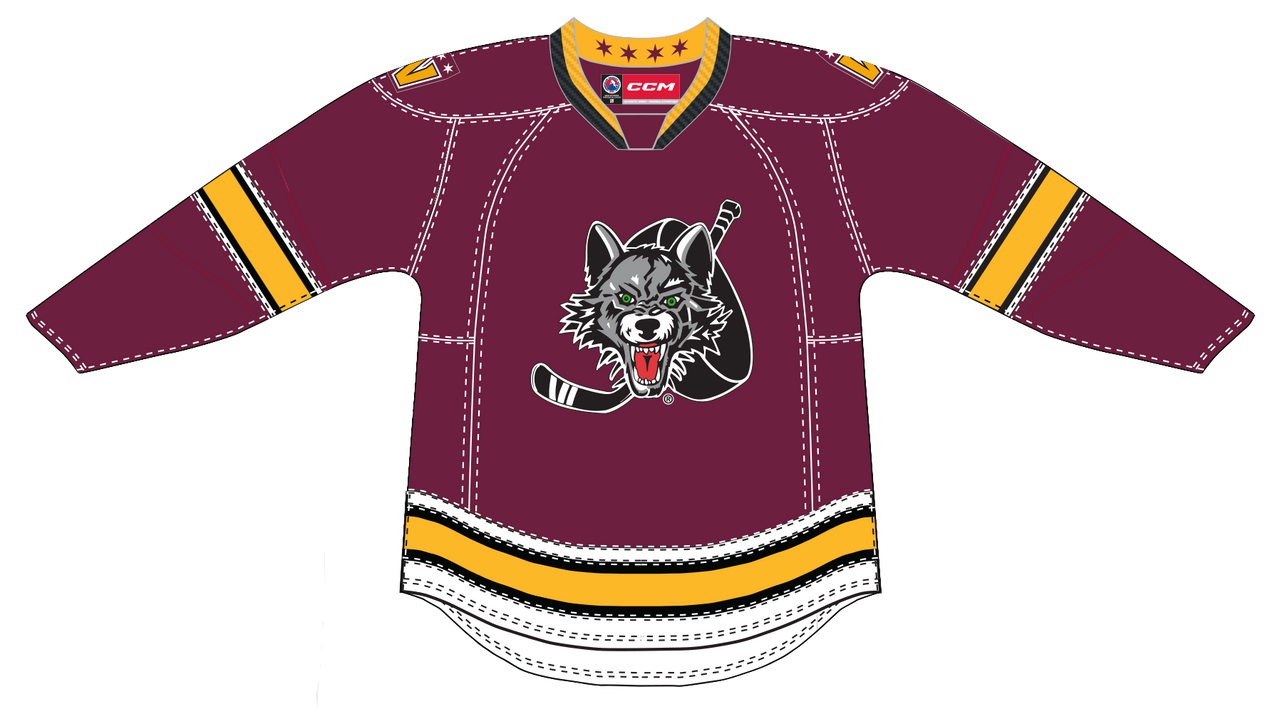 CCM Quicklite Chicago Wolves Customized Premier Maroon Jersey (W Shoulder Patches)