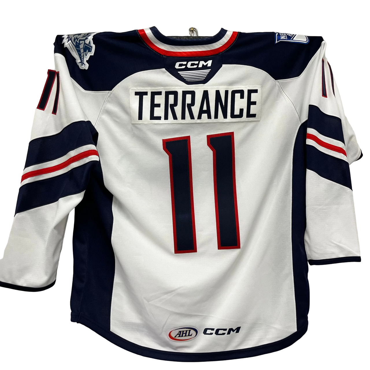 CCM Quicklite Hartford Wolf Pack Premier White Jersey - TERRANCE #11 - Large