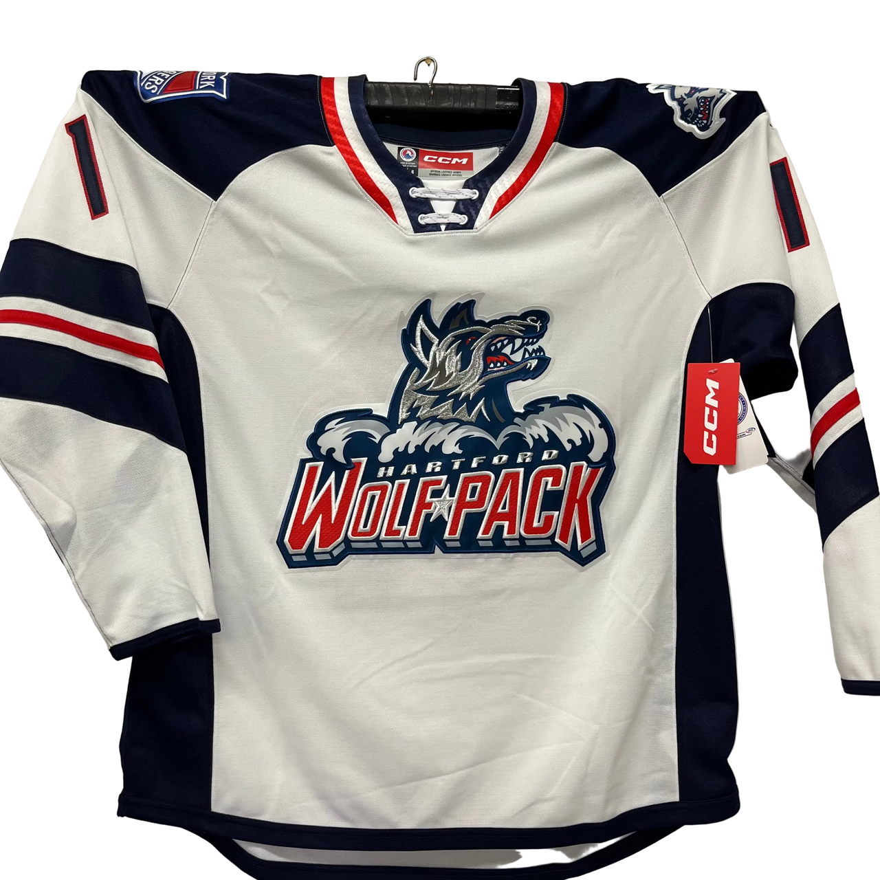 CCM Quicklite Hartford Wolf Pack Premier White Jersey - TERRANCE #11 - Large