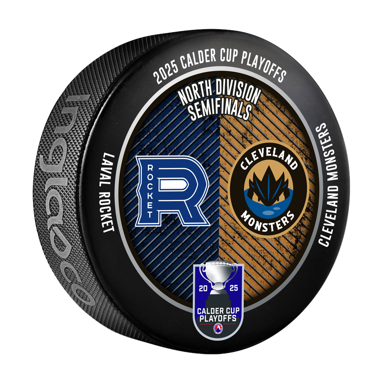 Laval Rocket vs Cleveland Monsters 2025 Calder Cup Playoffs Dueling Souvenir Puck