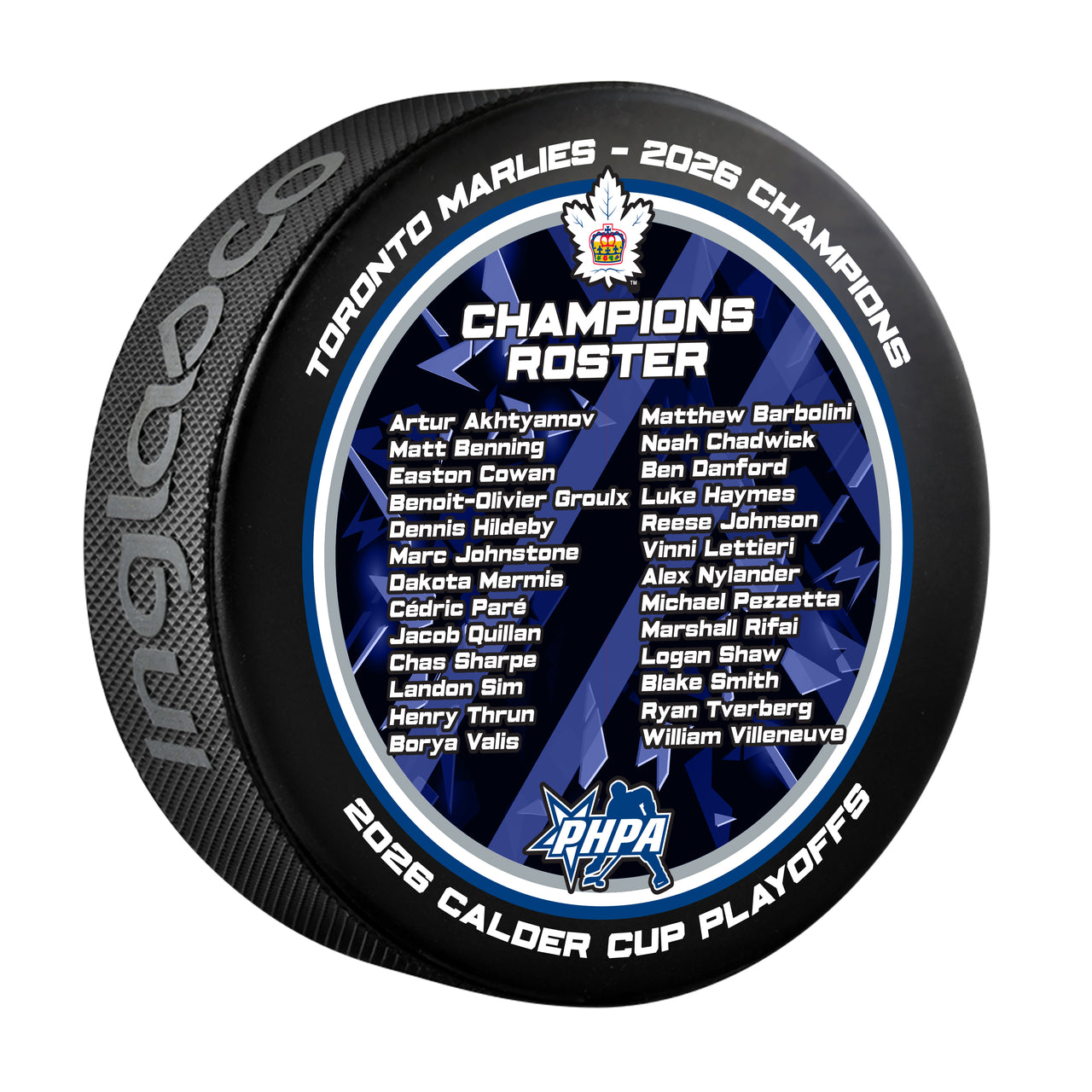 Toronto Marlies 2026 Calder Cup Champions Souvenir Roster Puck