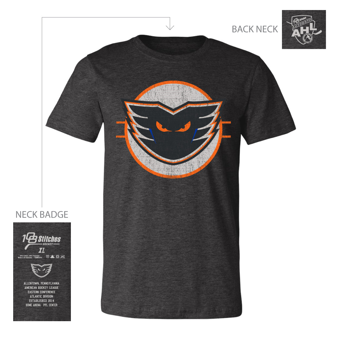 108 Stitches Lehigh Valley Phantoms Adult Circle T-Shirt (Sidewalk Sale, Large)