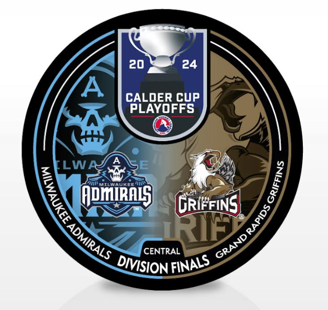 Milwaukee Admirals vs Grand Rapids Griffins 2024 Calder Cup Playoffs Dueling Souvenir Puck