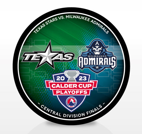 Texas Stars vs Milwaukee Admirals 2023 Calder Cup Playoffs Dueling Souvenir Puck