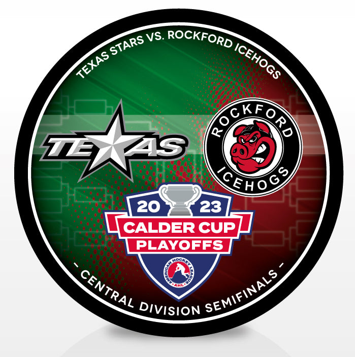Texas Stars vs Rockford IceHogs 2023 Calder Cup Playoffs Dueling Souvenir Puck