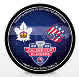 Toronto Marlies vs Rochester Americans 2023 Calder Cup Playoffs Dueling Souvenir Puck