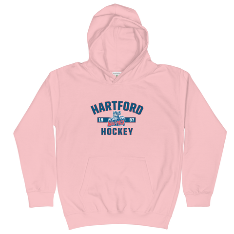 Hartford Wolf Pack Youth Established Pullover Hoodie (Sidewalk Sale, Baby Pink, Youth Medium)