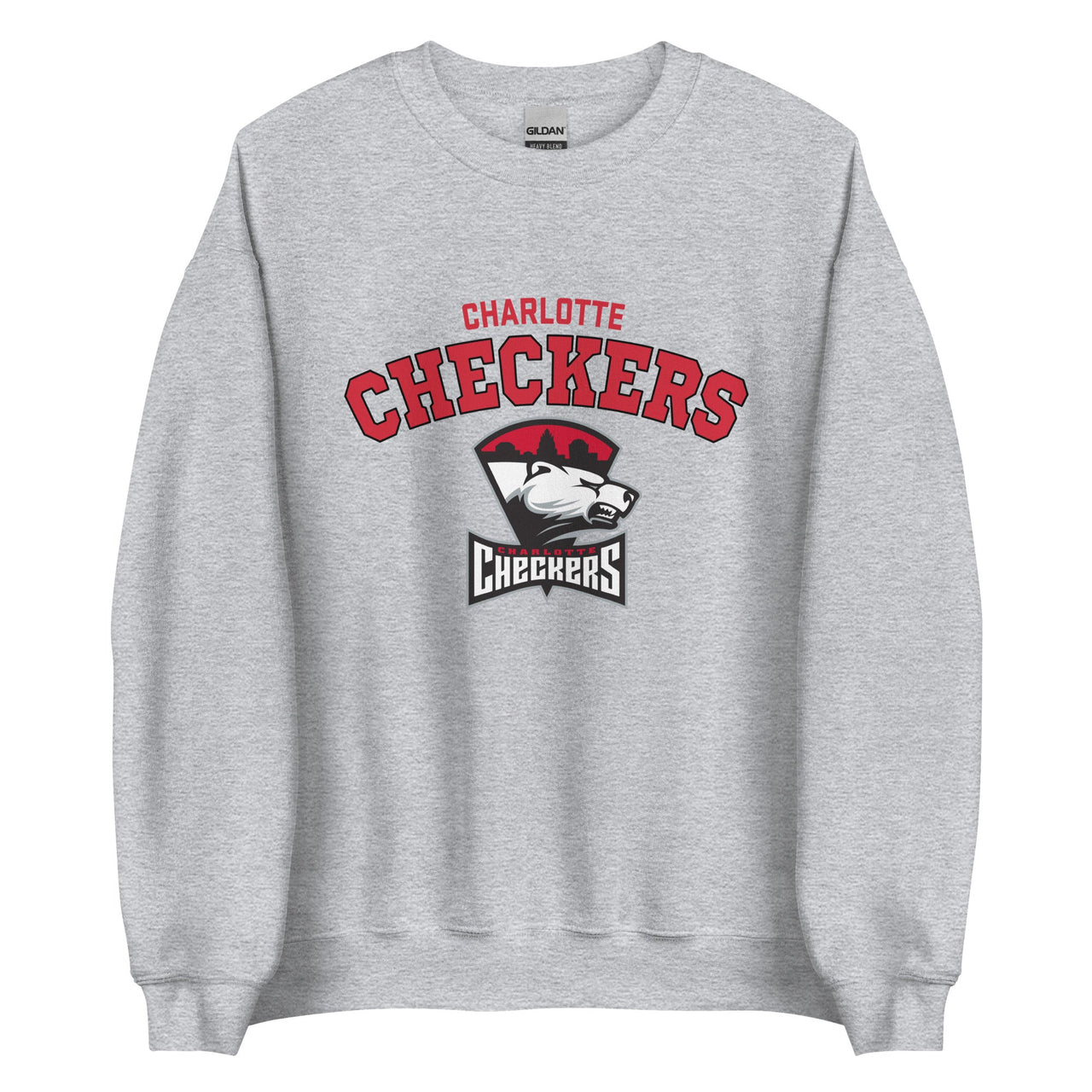 Charlotte Checkers Adult Arch Crewneck Sweatshirt (Sidewalk Sale, Grey, Medium)