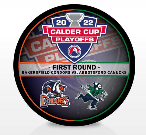 Abbotsford Canucks vs Bakersfield Condors 2022 Calder Cup Playoffs Dueling Souvenir Puck