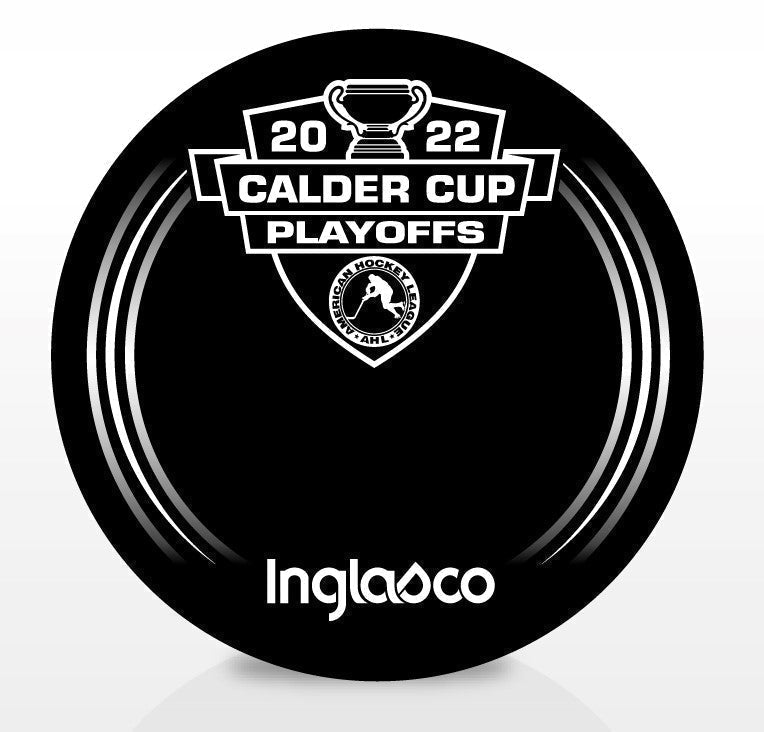 Chicago Wolves vs. Stockton Heat 2022 Calder Cup Playoffs Dueling Souvenir Puck