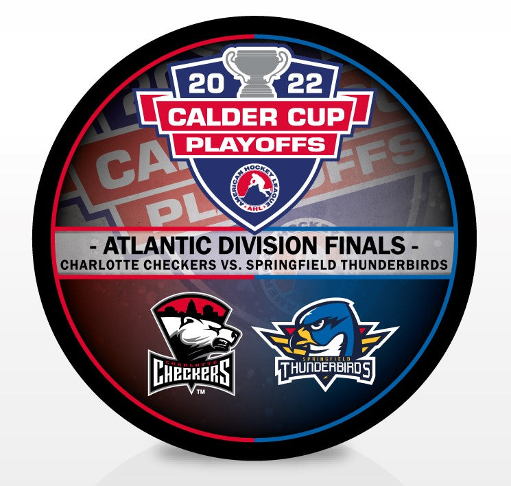 Springfield Thunderbirds vs Charlotte Checkers 2022 Calder Cup Playoffs Dueling Souvenir Puck