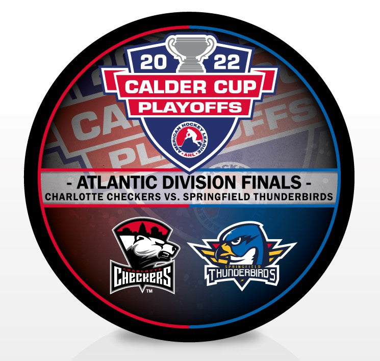 Springfield Thunderbirds vs Charlotte Checkers 2022 Calder Cup Playoffs Dueling Souvenir Puck