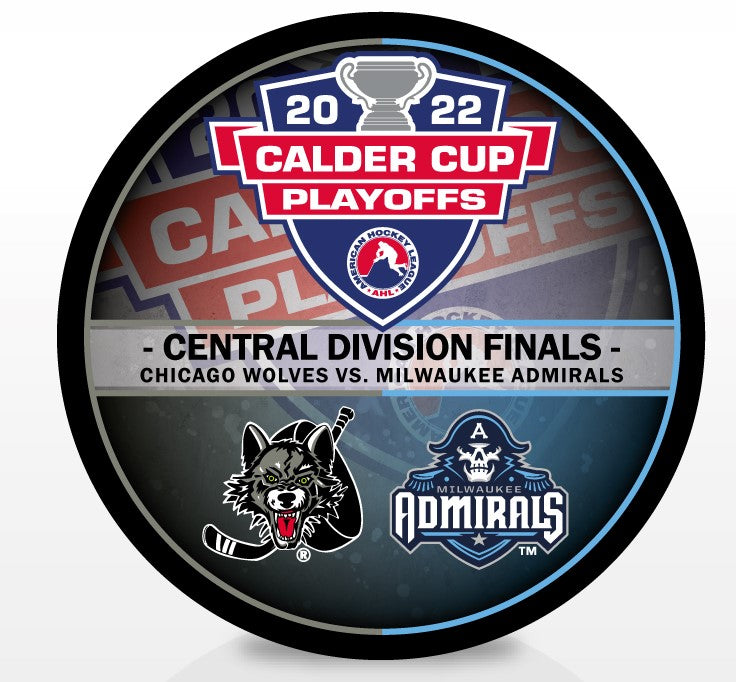 Milwaukee Admirals vs. Chicago Wolves 2022 Calder Cup Playoffs Dueling Souvenir Puck