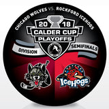 Chicago Wolves vs Rockford IceHogs 2018 Calder Cup Playoffs Dueling Souvenir Puck