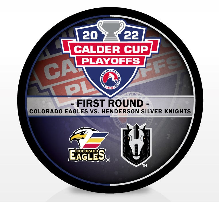 Henderson Silver Knights vs Colorado Eagles 2022 Calder Cup Playoffs Dueling Souvenir Puck