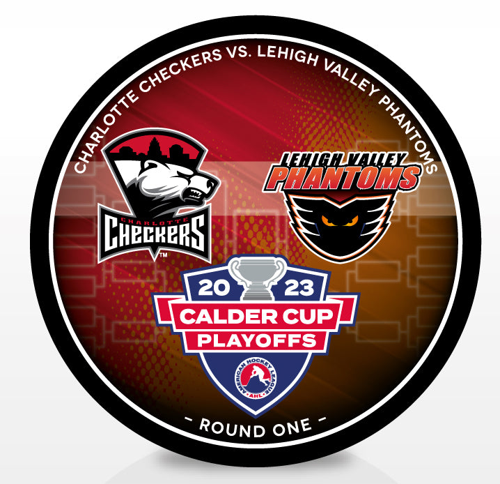 Charlotte Checkers vs Lehigh Valley Phantoms 2023 Calder Cup Playoffs Dueling Souvenir Puck