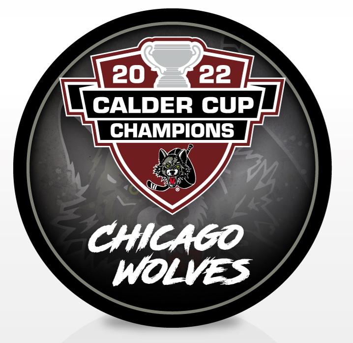 Chicago Wolves 2022 Calder Cup Champions Souvenir Roster Puck