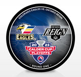 Colorado Eagles vs Ontario Reign 2023 Calder Cup Playoffs Dueling Souvenir Puck