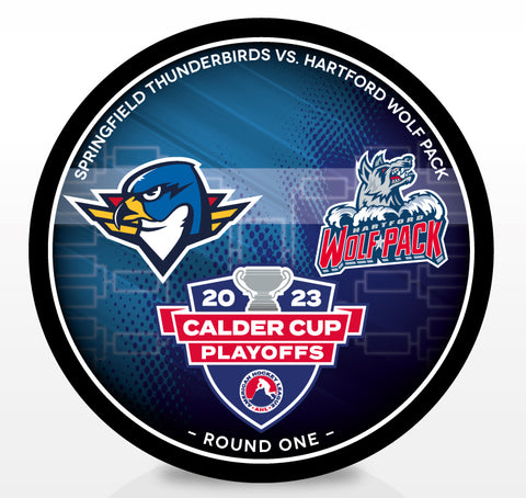 Springfield Thunderbirds vs Hartford Wolf Pack 2023 Calder Cup Playoffs Dueling Souvenir Puck