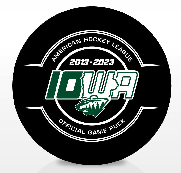 Iowa Wild 10th Anniversary Official Center Ice Game Puck