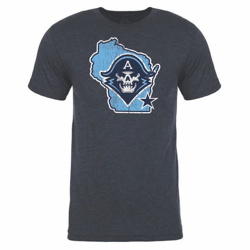108 Stitches Milwaukee Admirals Adult State of Wisconsin Short Sleeve T-Shirt