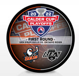 San Diego Gulls vs Ontario Reign 2022 Calder Cup Playoffs Dueling Souvenir Puck