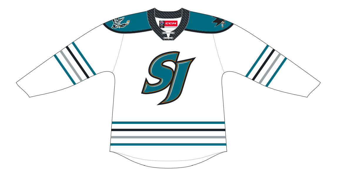 CCM Quicklite San Jose Barracuda Premier White Jersey