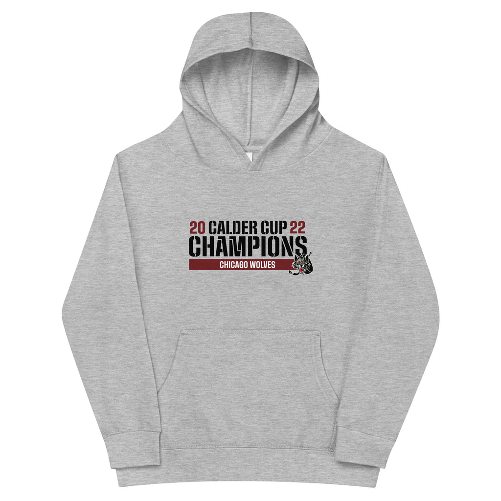 Chicago Wolves 2022 Calder Cup Champions Raise the Bar Youth Pullover Hoodie