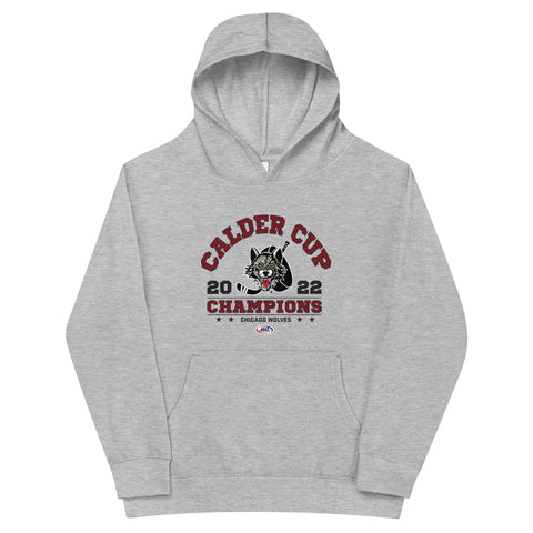 Chicago Wolves 2022 Calder Cup Champions Arch Youth Pullover Hoodie