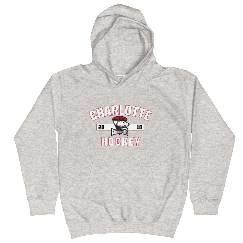 Charlotte Checkers Established Logo Youth Pullover Hoodie (sidewalk sale, grey, small)