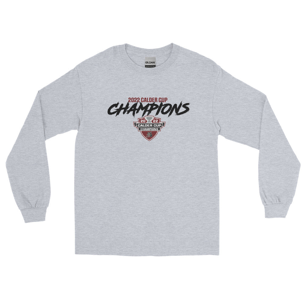 Chicago Wolves 2022 Calder Cup Champions Adult Script Long Sleeve Shirt