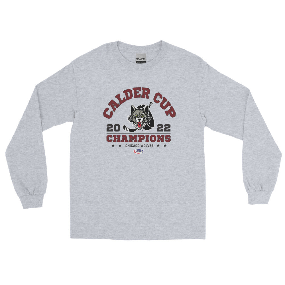 Chicago Wolves 2022 Calder Cup Champions Arch Adult Long Sleeve Shirt