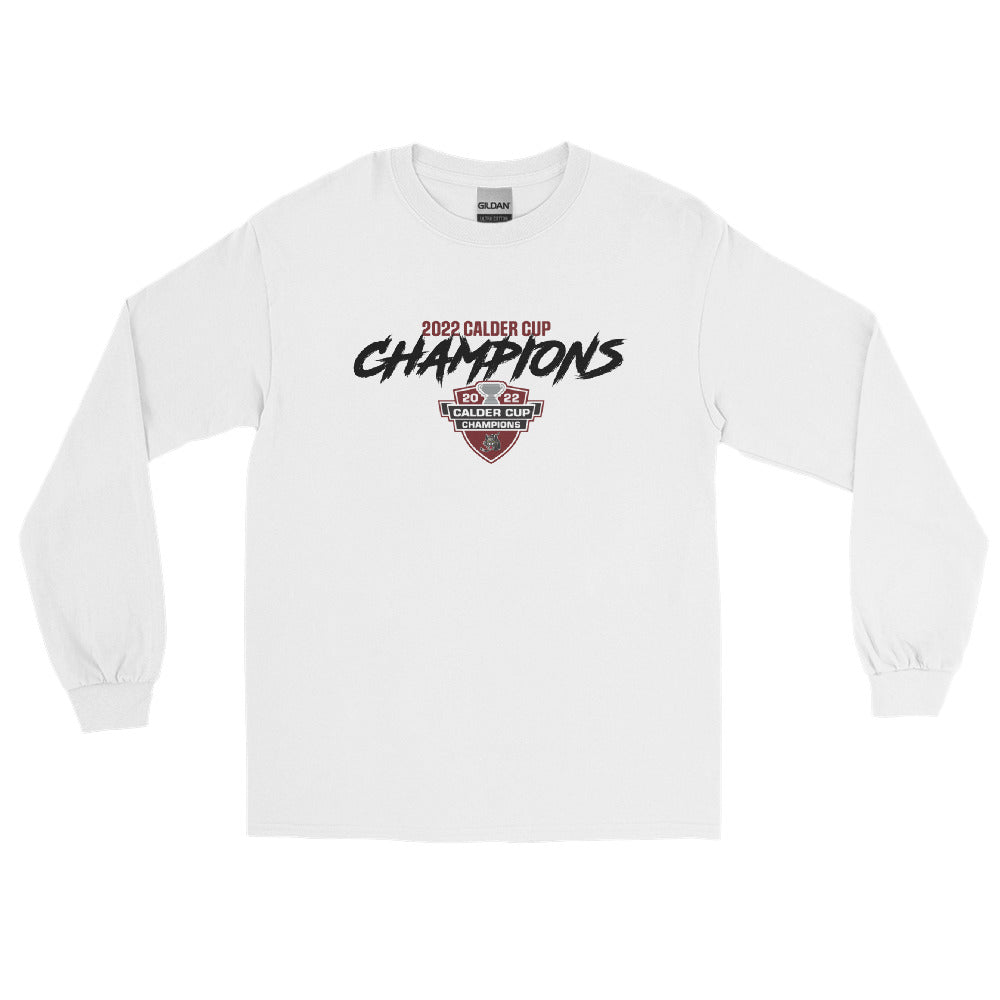 Chicago Wolves 2022 Calder Cup Champions Adult Script Long Sleeve Shirt