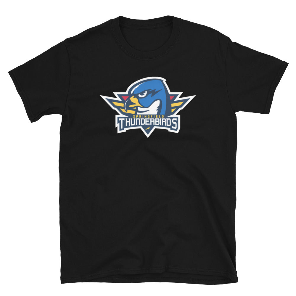 Springfield Thunderbirds Adult Primary Logo Short Sleeve T-Shirt (Sidewalk Sale, Black, 2XL)