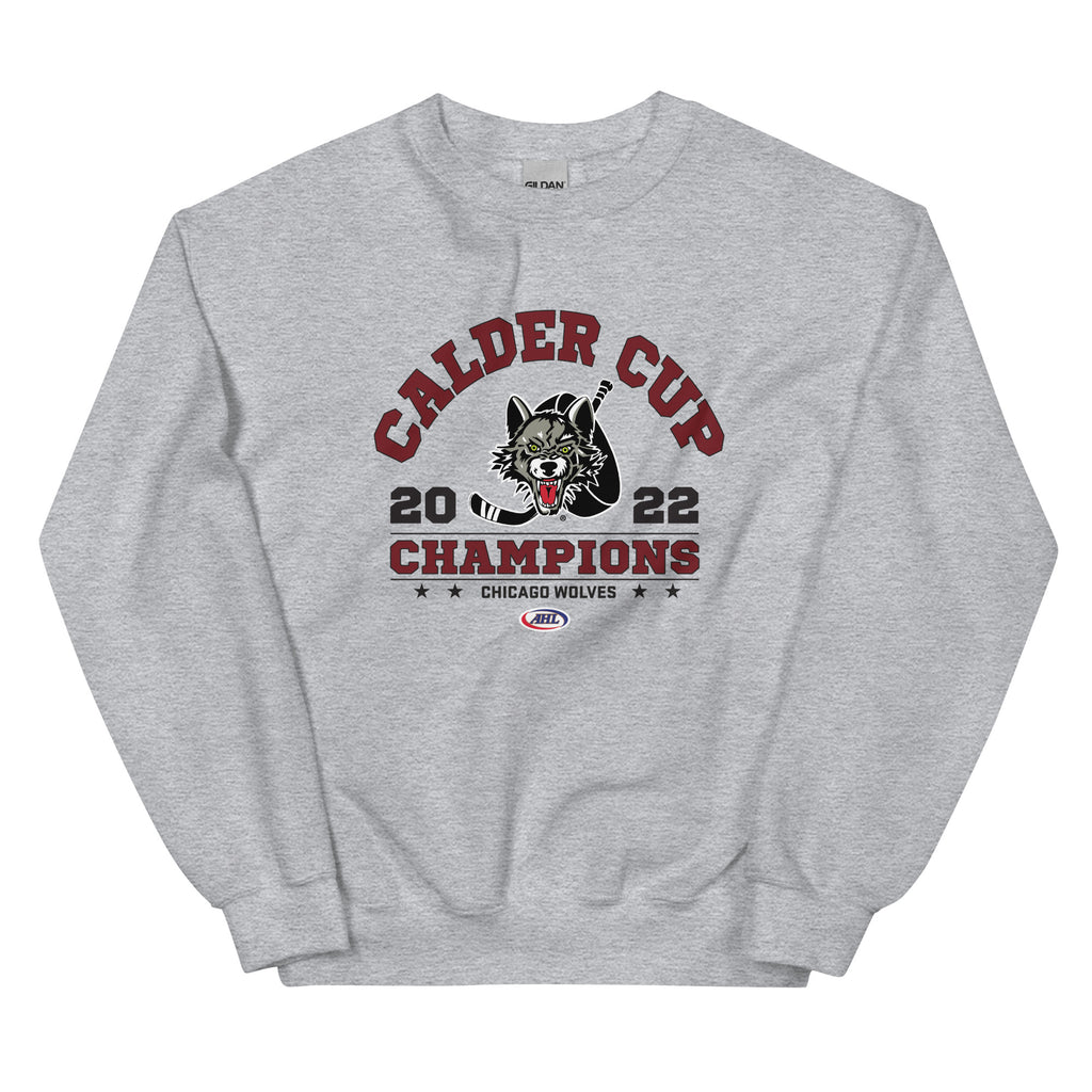 Chicago Wolves 2022 Calder Cup Champions Arch Adult Crewneck Sweatshirt