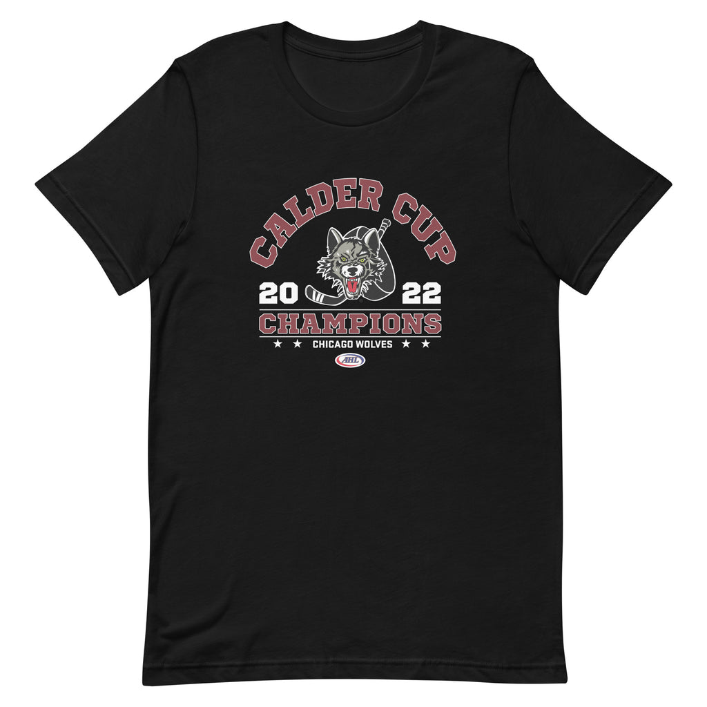 Chicago Wolves 2022 Calder Cup Champions Adult Arch Short Sleeve T-Shirt