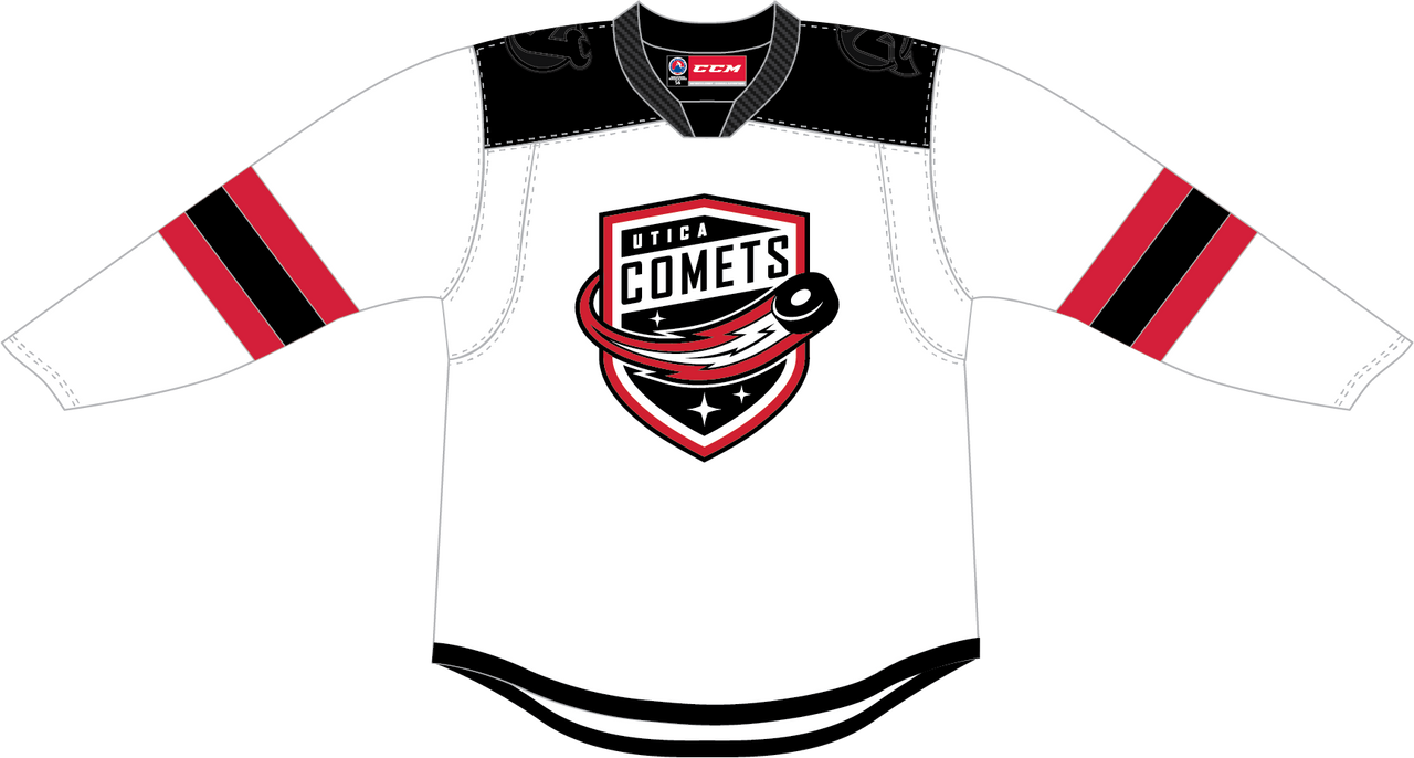 CCM Quicklite Utica Comets Premier White Jersey